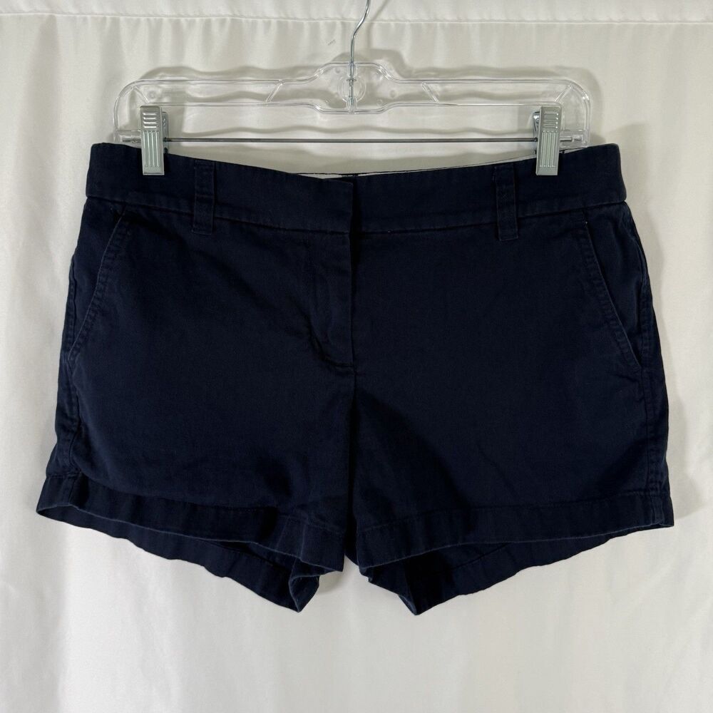 J. Crew Chino Shorts Women's 6 Navy Blue 4" Inseam 100% Cotton Mid Rise